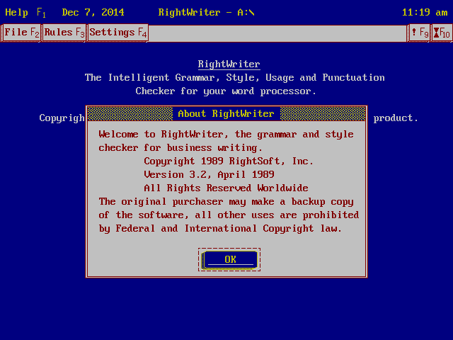 RightWriter 3.2 for Deskmate - About